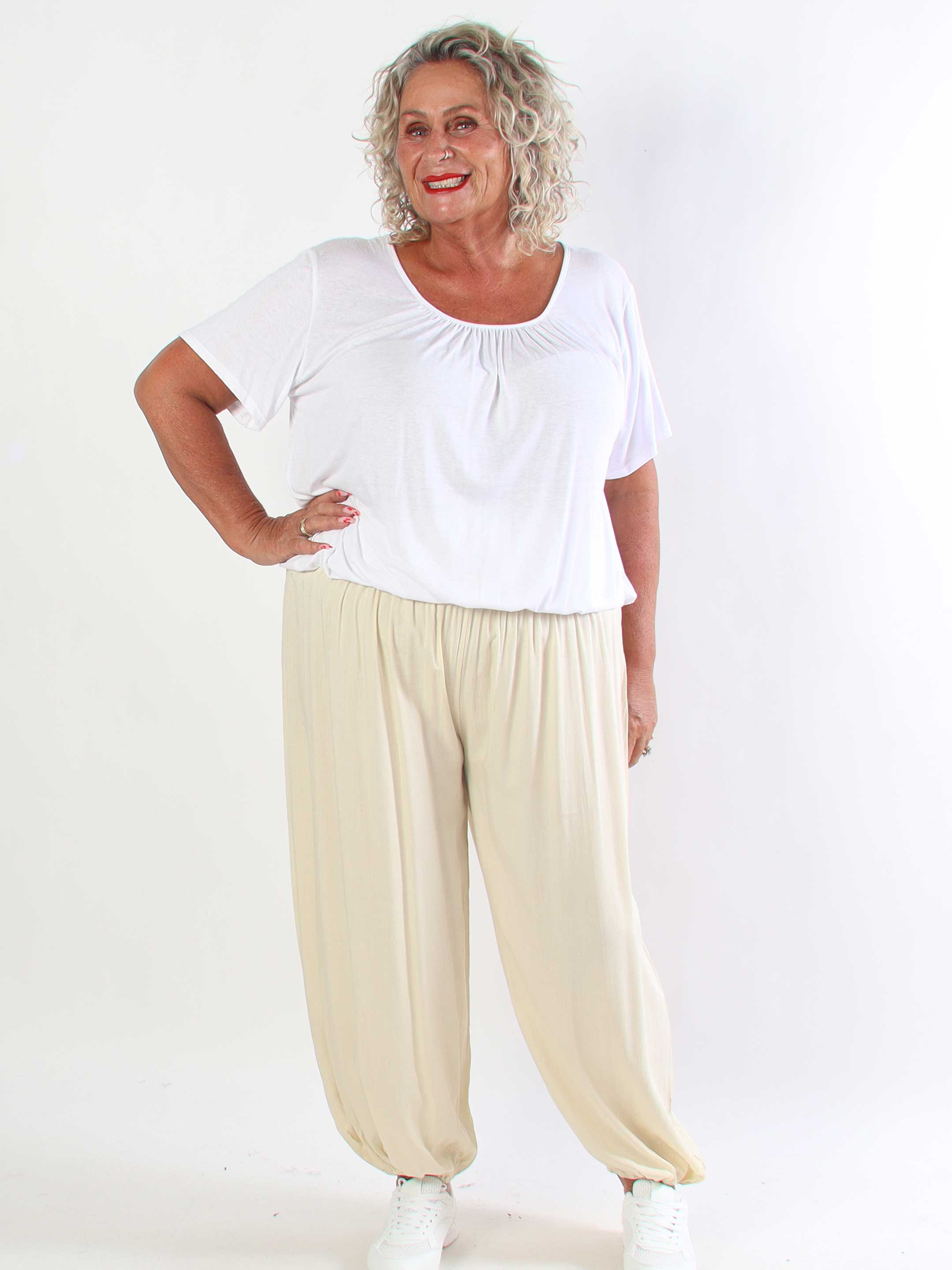Lava - Plus size haremsbukser i viskose med elastikkant i livet